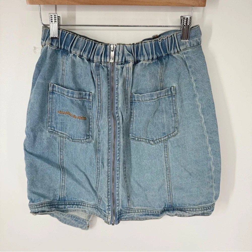 Maniere De Voir Asymmetrical Denim Cargo Funky Mini Skirt & Top SET